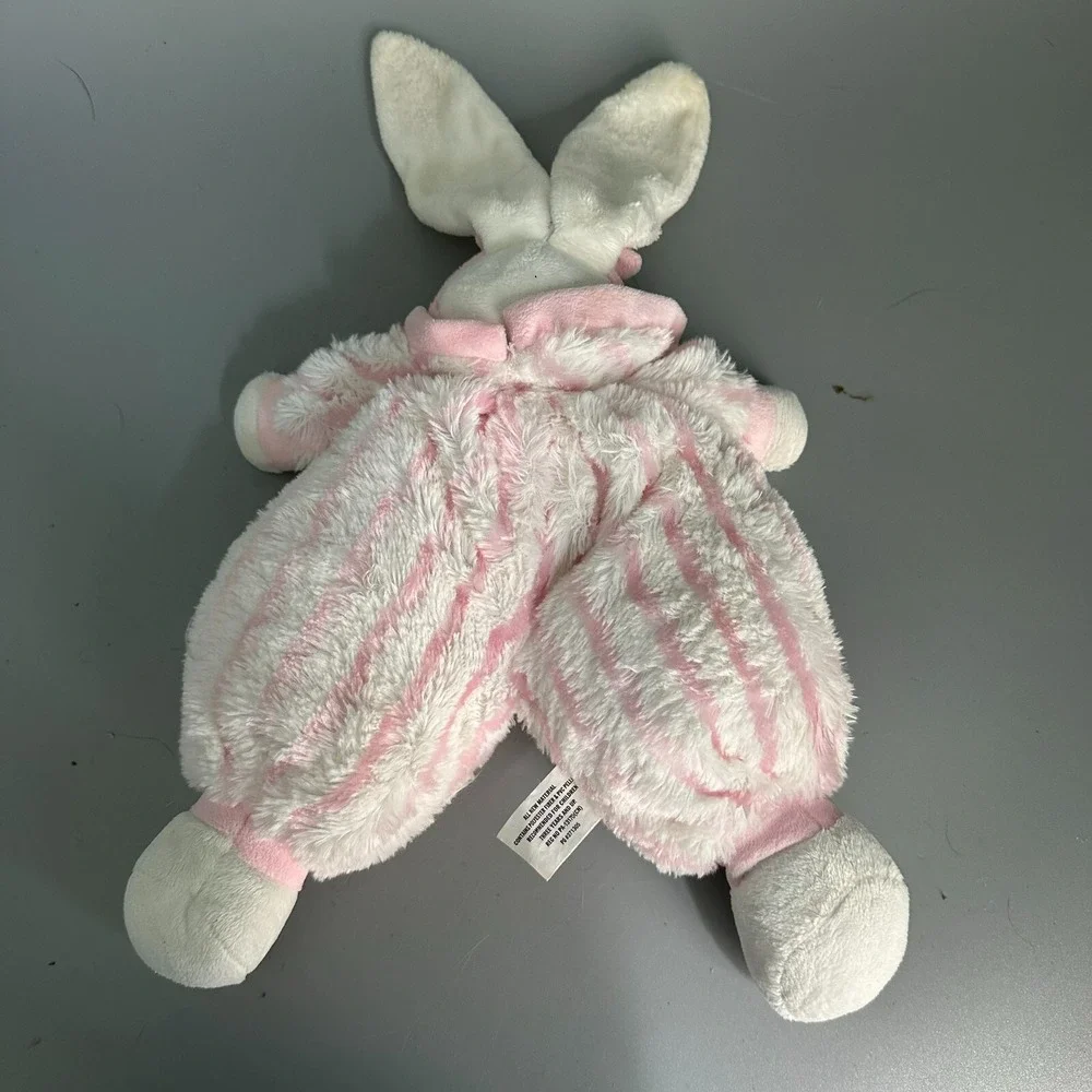 Burton + Burton Pink White Striped Bunny Rabbit Plush Stuffed Animal 2011 Toy